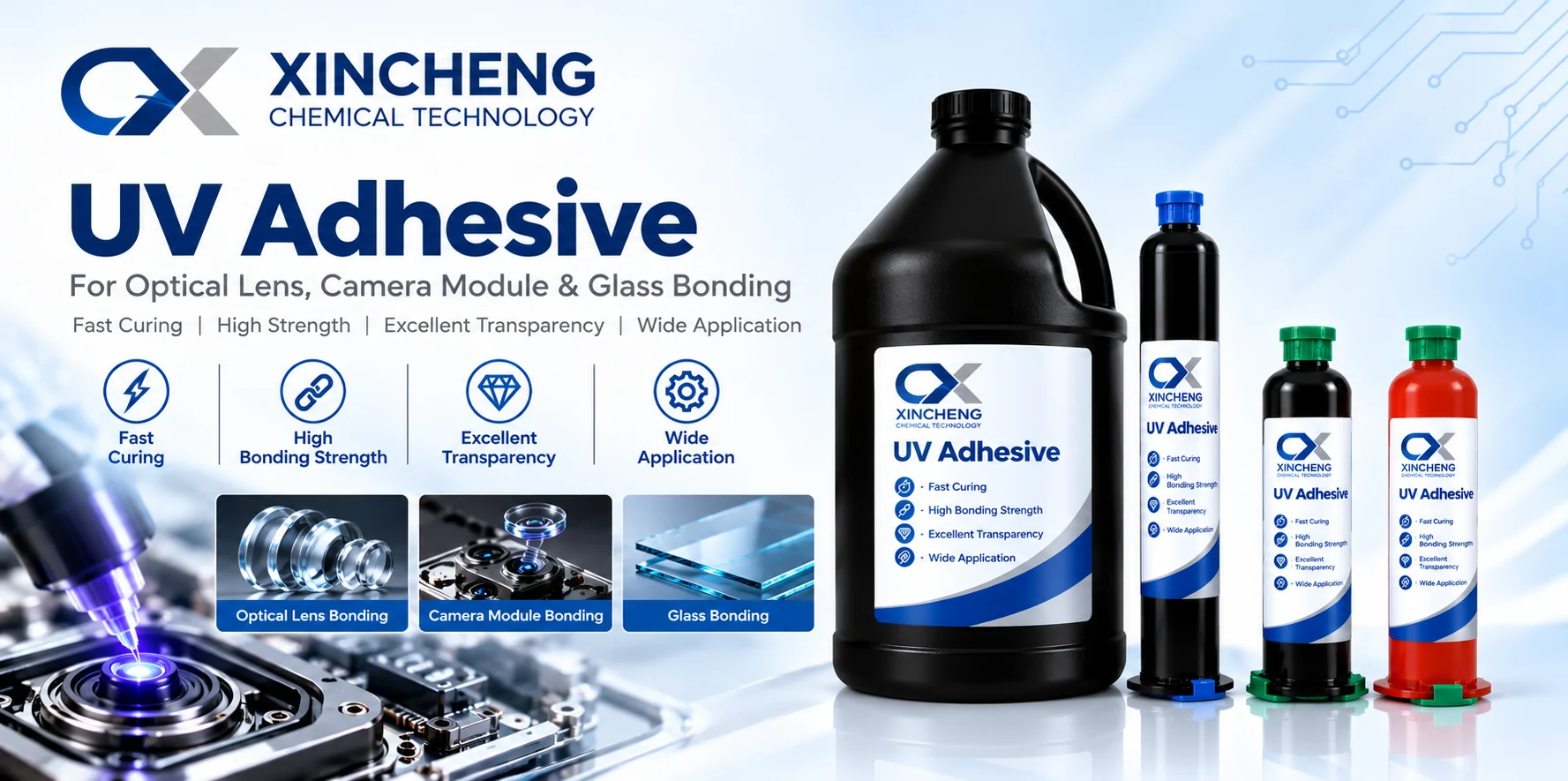XINCHENG UV-Curable Adhesives product overview.